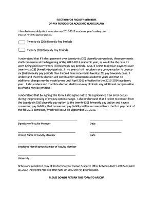 Faculty Salary Pay Period Election Form