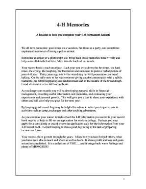 4-H Permanent Record Booklet