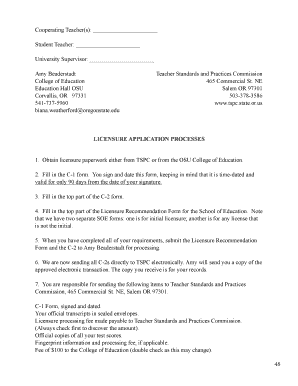 Oregon Teacher Licensure Application