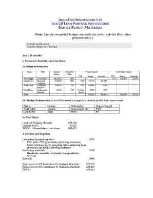 Budget plan example - Sample Lead Single Yr Budget Form.xls