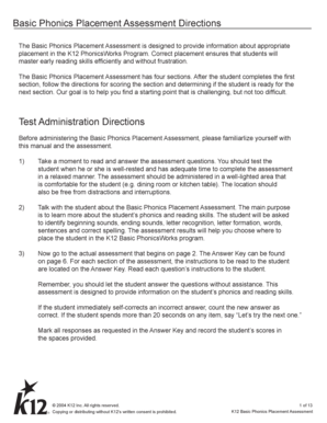 Basic Phonics Placement Assessment