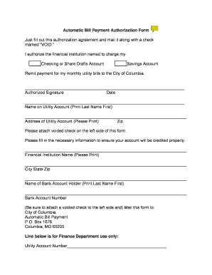 Automatic Bill Payment Authorization Form