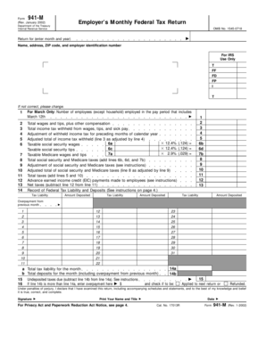 Form 941-M Employer’s Monthly Federal Tax Return