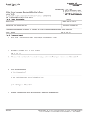 Critical Illness Insurance Physician Report