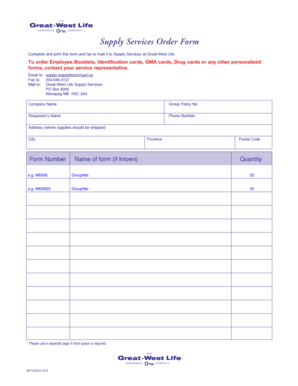 Supply Services Order Form