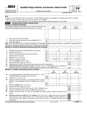 Form 8834 Qualified Plug-in Electric Vehicle Credit
