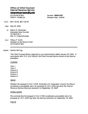 IRS Memorandum on Form 1120X