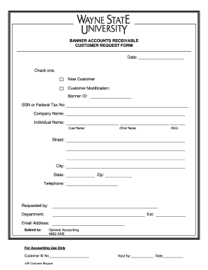 Banner Accounts Receivable Customer Request Form (PDF) - fisops wayne