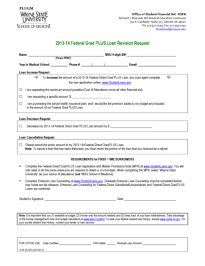 Grad PLUS Loan Revision Form - Financial Aid - Wayne State ...