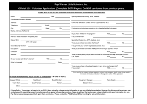 Pop Warner Volunteer Application