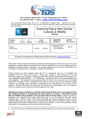 Papua New Guinea Visa Application Form