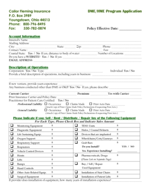 DME/HME Program Application
