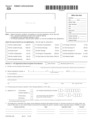 Maryland Alcoholic Beverage Permit Application