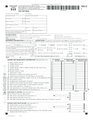 Maryland Nonresident Tax Return Form 515