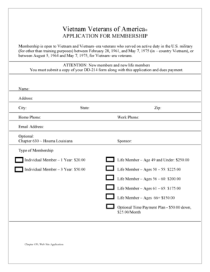 Vietnam Veterans of America Membership Application