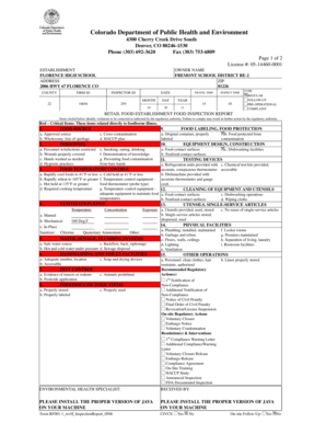 Colorado Retail Food Inspection Report