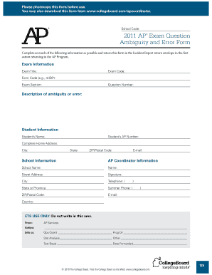 AP Exam Question Ambiguity and Error Form