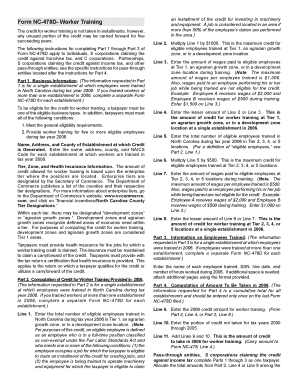 NC-478D Worker Training Credit Form