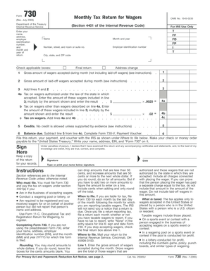 Form 730 Monthly Tax Return for Wagers