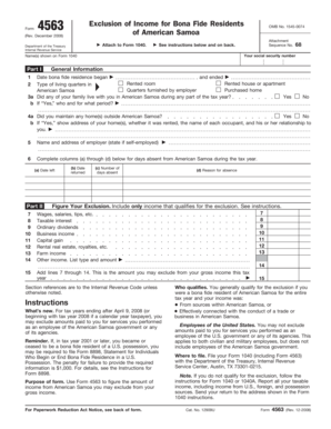 Form 4563 Exclusion of Income for Bona Fide Residents of American Samoa