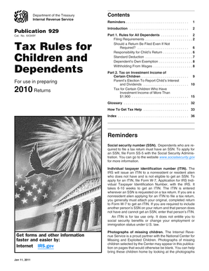 IRS Publication 929 Tax Guide for Dependents