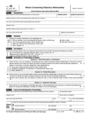 IRS Form 56 Notice Concerning Fiduciary Relationship