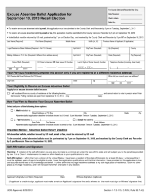 Colorado Excuse Absentee Ballot Application