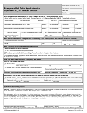 Emergency Mail Ballot Application