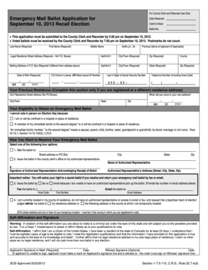 Emergency Mail Ballot Application