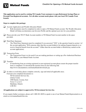 TD Mutual Funds Account Application