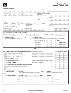 TD Canada Trust Internal Transfer Form