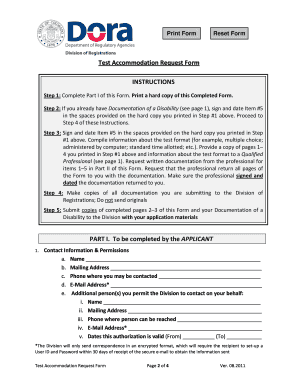 Test Accommodation Request Form
