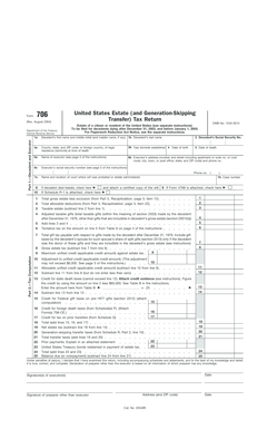 US Federal Estate Tax Return Form 706