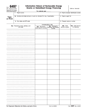 Form 6497 Nontaxable Energy Grant Report
