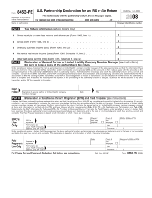 IRS Form 8453-PE 2008