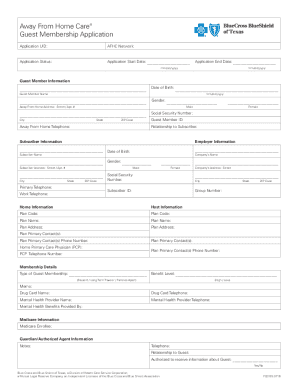 Away From Home Care Guest Membership Application