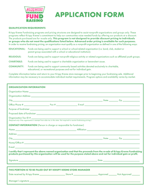 Krispy Kreme Fundraising Application Form