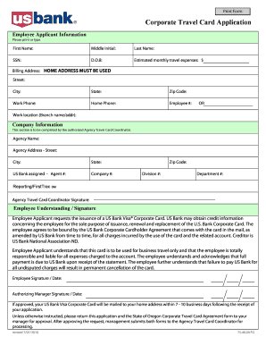 Corporate Travel Card Application