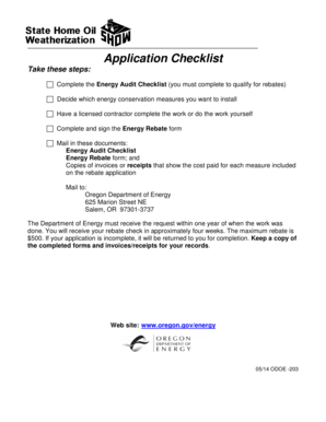 Oregon Energy Rebate Application