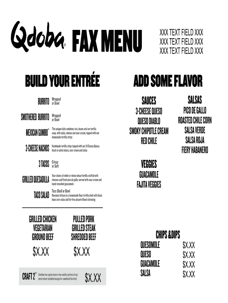 Qdoba Menu Pdf Fill Online Printable Fillable Blank PdfFiller