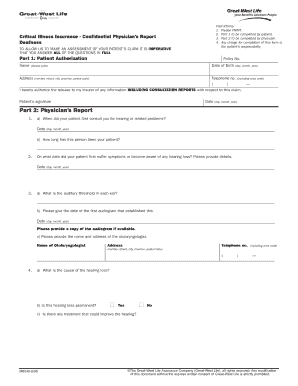 Critical Illness Insurance Physician Report