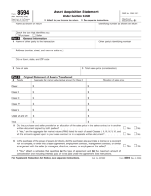 IRS Form 8594 Asset Acquisition Statement