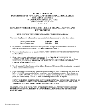 Illinois Home Inspector License Renewal Form