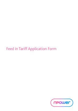 Feed in Tariff Application Form