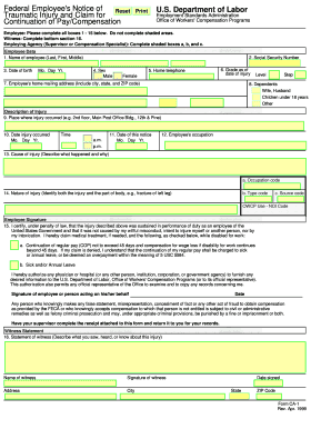 Federal Employee Traumatic Injury Claim Form