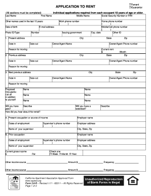 California Rental Application Form