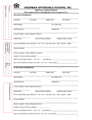 Ingerman Affordable Housing Rental Application