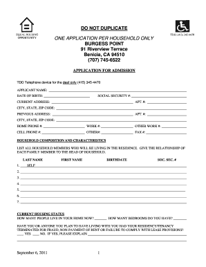 California Housing Application Form