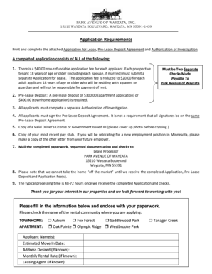 Park Avenue of Wayzata Lease Application