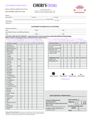 Cheri's Crystals Order Form